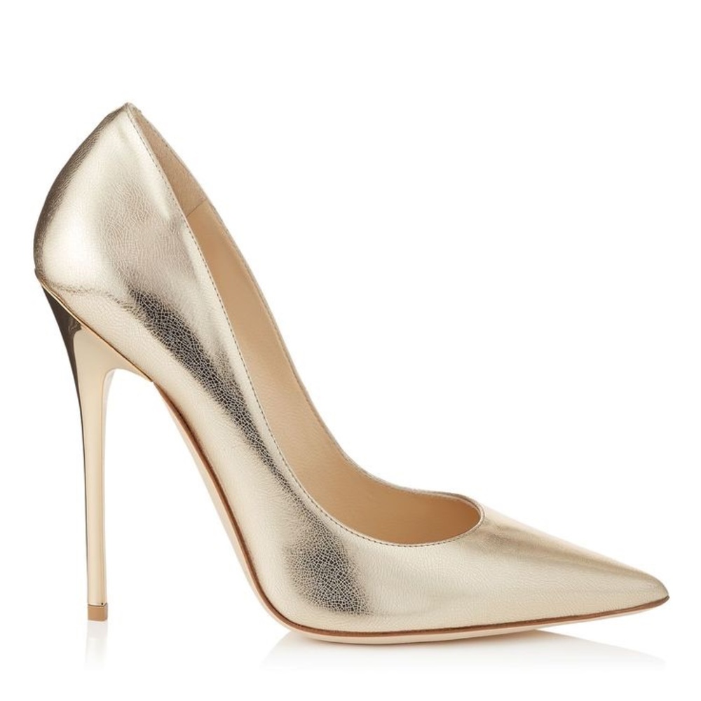 Jimmy Choo Anouk Gold Shiny Metallic Pumps - Picture 2 of 8